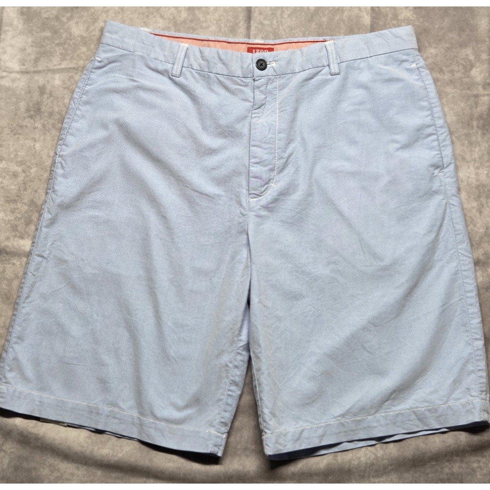 NWOT Izod Sz 38 Mens Shorts Flat Front Classic Fit Powder Blue Preppy Classic